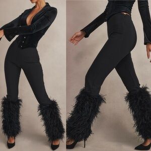 HOUSE OF CB Nicolette Black‎ Trimmed Trousers NWOT black size L NWOT. $239